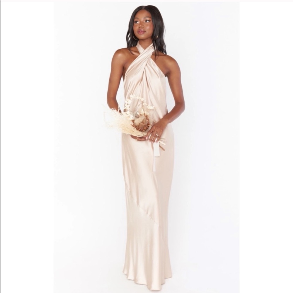 Show Me Your MuMu Gold Jasmine Halter Maxi Dress